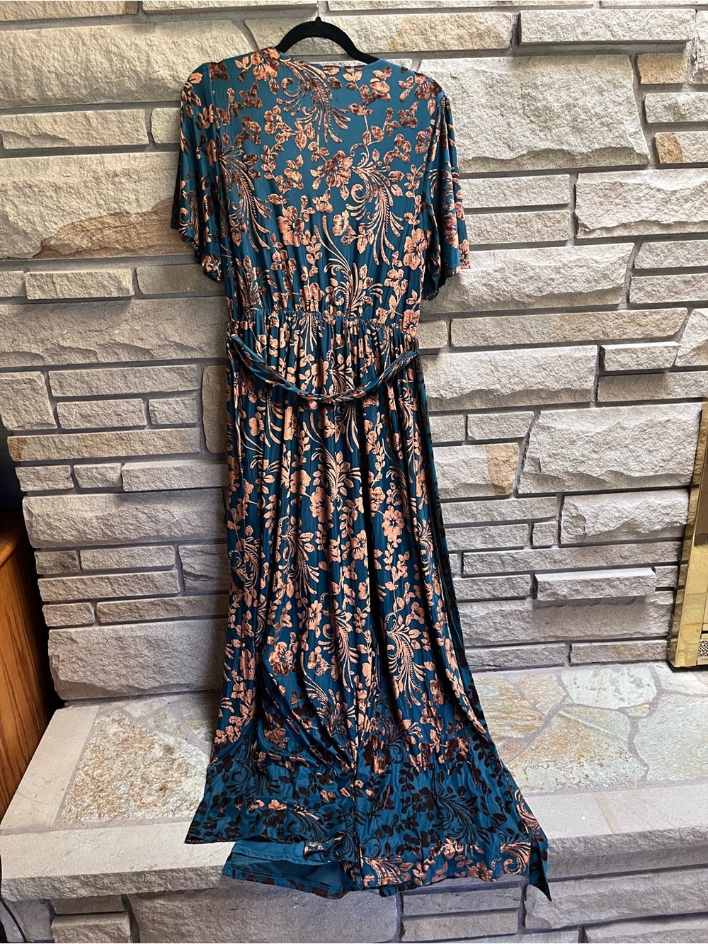 Baltic Born Uma Velvet Maxi Dress Jade Green Bronze Floral XL fall wedding guest - Picture 8 of 16
